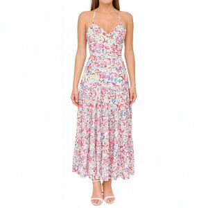 Charo Ruiz Danny Dress XS White Borbo Butterfly Halter Maxi Dress